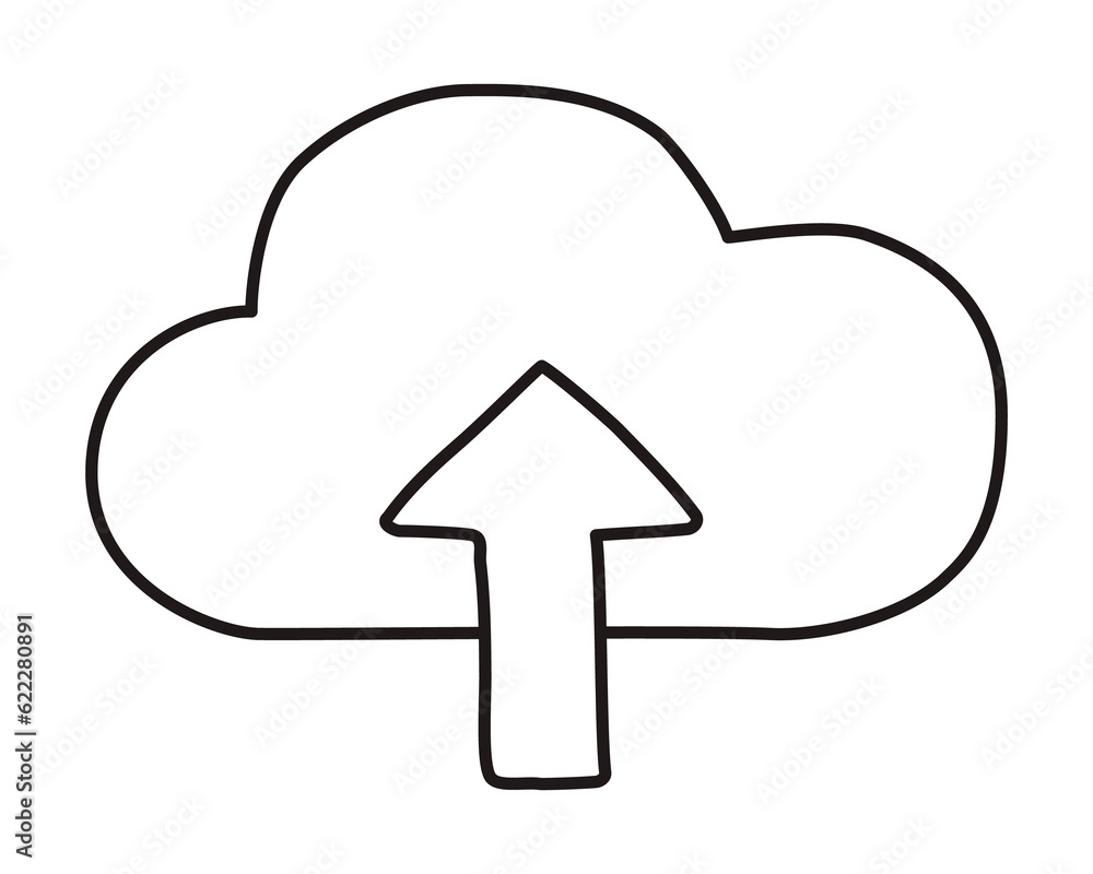Doodle Cloud Upload icon or logo, hand drawn with thin black line. Png clipart isolated on transparent background Doodle Cloud Upload icon or logo, hand drawn with thin black line. Png clipart isolated on transparent background