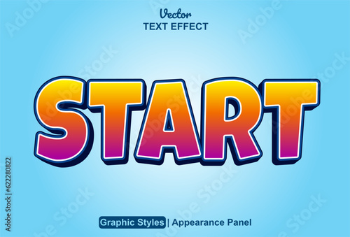 start text effect with orange color graphic style and editable.