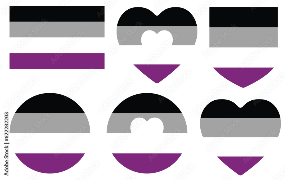 Asexual Pride flag in shape set. International asexual pride flag in shape set. Asexual Pride flag in shape set. International asexual pride flag in shape set.