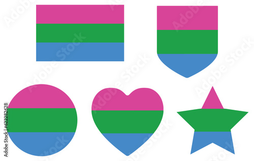 Free Download Polysexual pride flag in shape set. LGBTQ flag in shape set. - GFXLoad