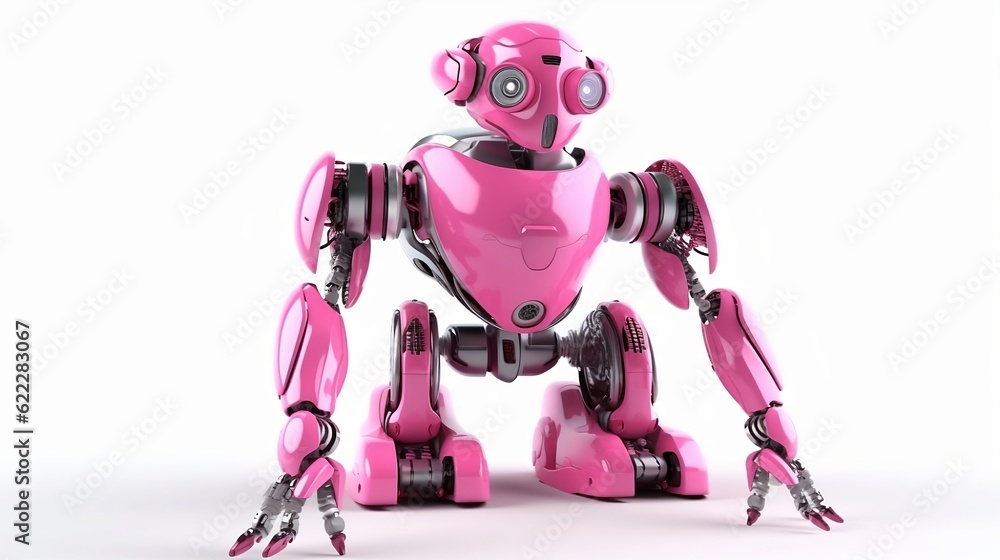 Android pink humanoid robot. Generative AI