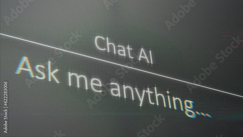 Futuristic chat ai user interface in action, artificial intelligence system, chatting with a bot, dynamics elements, advanced ai technology. photo