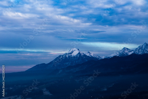 Gubalowka - view on panorama of Tatras at sunset, Poland.