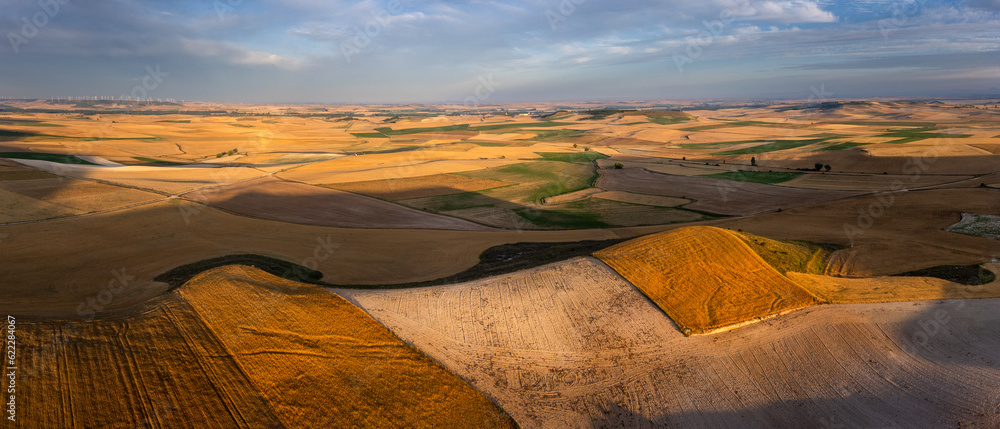 Early morning in the Meseta, a spanish region with crop fields. Spain