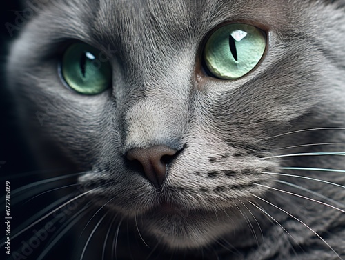 Close-up of a Russian Blue Cat (Generative AI)