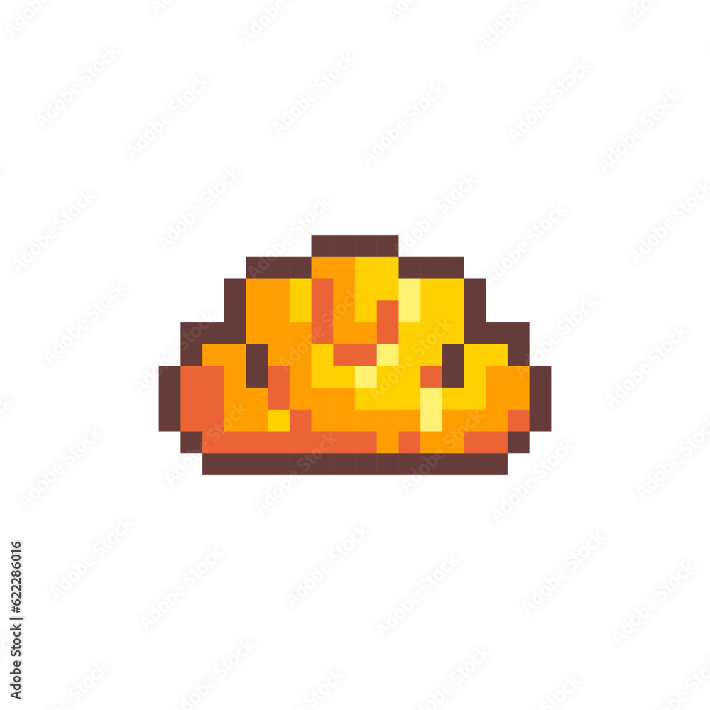 Fototapeta premium Pixel Art Croissant. Retro 8 bit Style Bakery Dessert Croissant Illustration. Ideal for Sticker, Retro Decorative Element, Game Asset, Emoji, or Cute Geek Avatar.