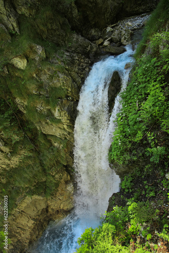 A big waterfall in the gorge Wolfsklamm in Stans  Tirol - Austria