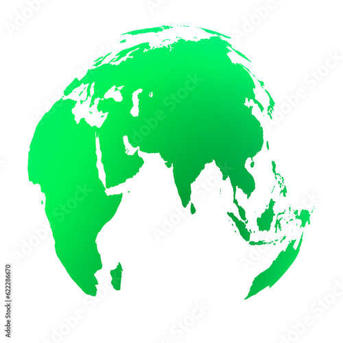 Highly detailed Earth globe with Russia, Middle East and Asia. Png clipart isolated on transparent background