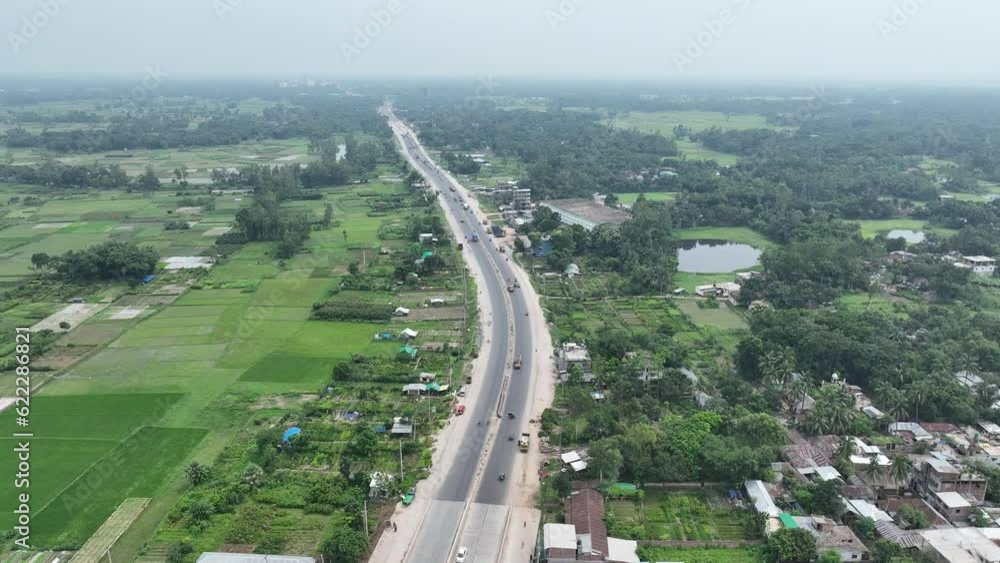 Aerial view of Highway road in the village Aerial view of Highway road in the village