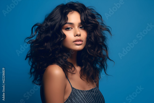 Wallpaper Mural Generative ai studio portrait of beautiful latino brunette young woman on colour backgrounds Torontodigital.ca