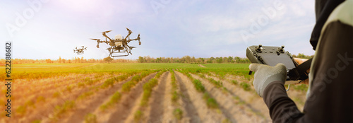 Drone flying is technology that has significant benefits to agriculture and farmers today. can be used to survey fields.also spray pesticides or fertilizers to plants in a precise and decisive manner.
