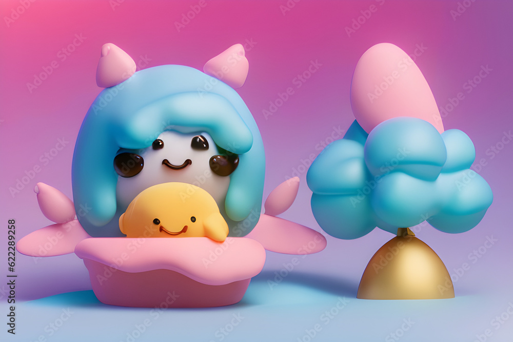 Obraz premium oddler, Character, Acorn, Cuteness, Pastel Generative AI