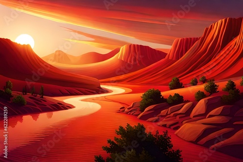 sunrise over the desert generated Ai.