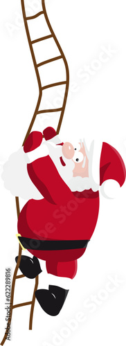 Santa climbs the ladder