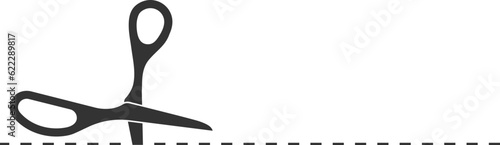 Scissor icon. Scissors cut vector design element or logo template. Black and white silhouette isolated.