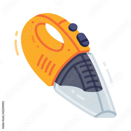 Handheld Portable Vacuum Cleaner or Hoover as Cleaning Equipment Vector Illustration