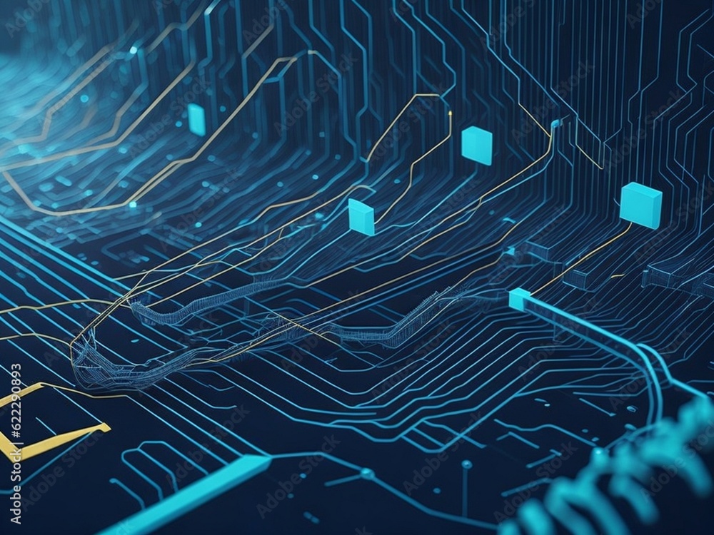 An abstract illustration of data flowing through a network of nodes, digital background with binary code and AI algorithms running in the background, Futuristic technology wallpaper with digital wave
An abstract illustration of data flowing through a network of nodes, digital background with binary code and AI algorithms running in the background, Futuristic technology wallpaper with digital wave