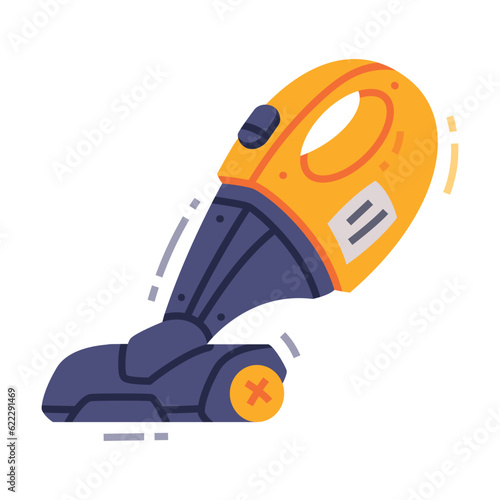Handheld Portable Vacuum Cleaner or Hoover as Cleaning Equipment Vector Illustration