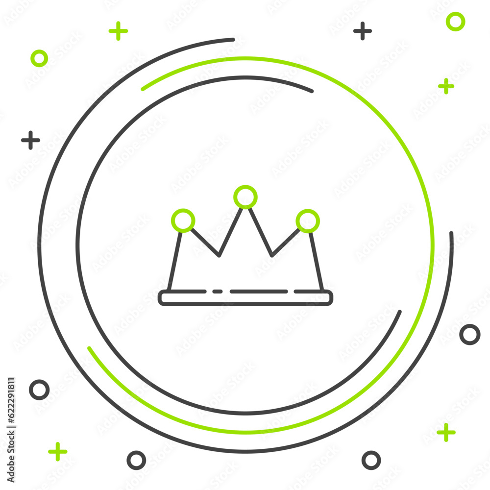 Line Crown icon isolated on white background. Colorful outline concept. Vector Line Crown icon isolated on white background. Colorful outline concept. Vector
