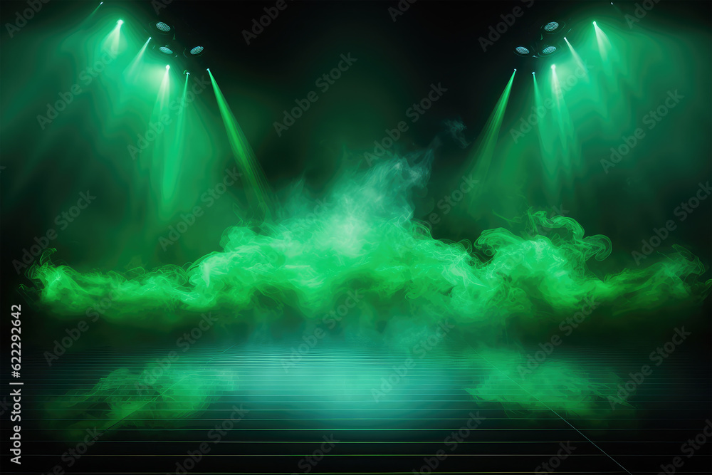 color stage with spotlights in dark background