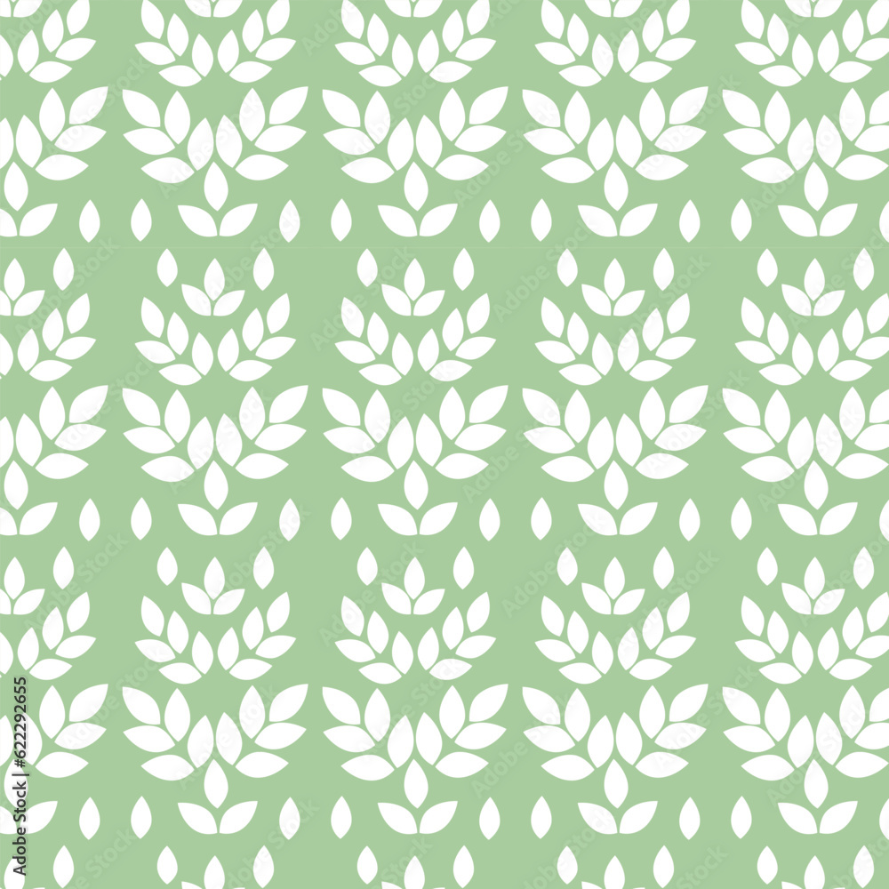 Seamless pattern of white leaves on a green background. Complex leaves, filling without contour. Background for paper, cover, fabric, interior decor. Seamless pattern of white leaves on a green background. Complex leaves, filling without contour. Background for paper, cover, fabric, interior decor.