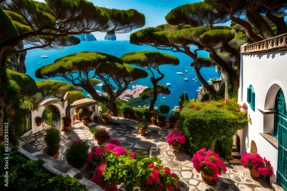 resort with trees eye relaxing view GENERATIVE AI