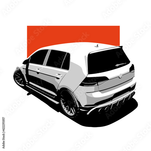 Black & White Modern Car on Red Background 