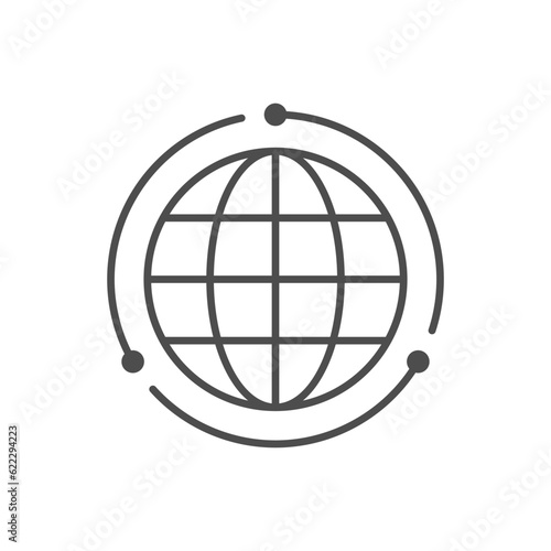 Global relocation line outline icon
