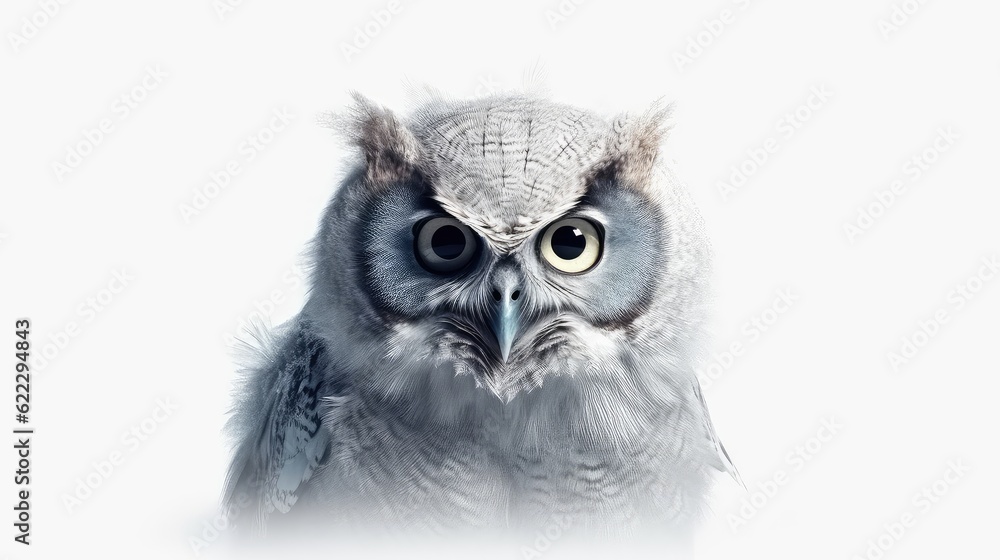 Mysterious owl photo realistic illustration - Generative AI.