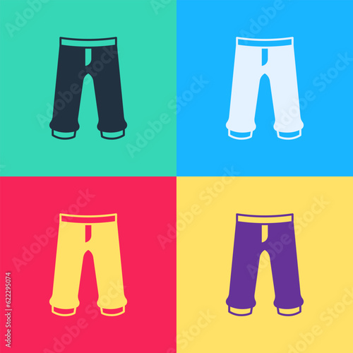 Pop art Pants icon isolated on color background. Trousers sign. Vector