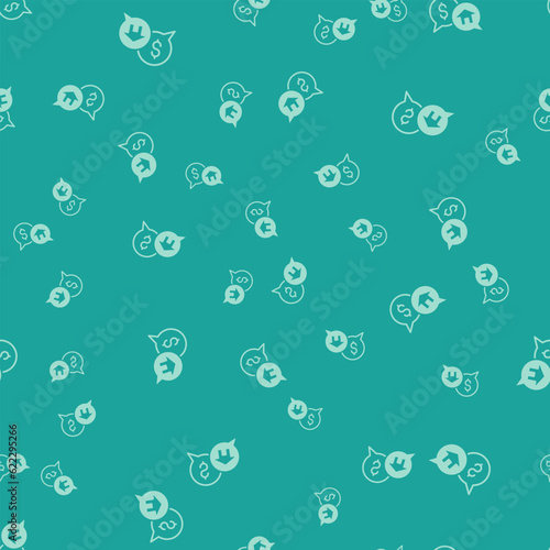 Green Real estate business concept with speech bubbles icon isolated seamless pattern on green background. Vector