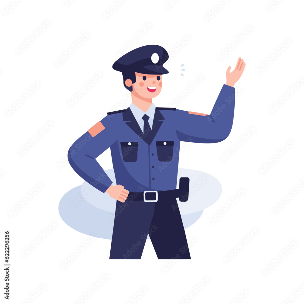 cute policeman in flat style isolated on background