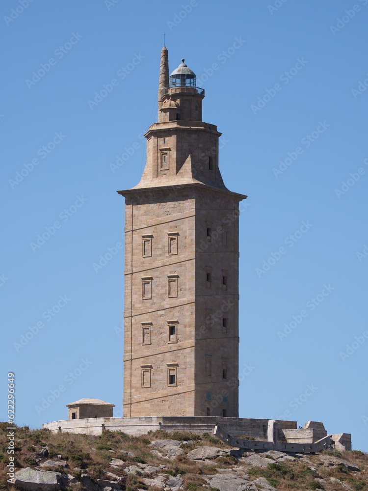Famous tower of Hercules in A Coruna city in Spain - vertical