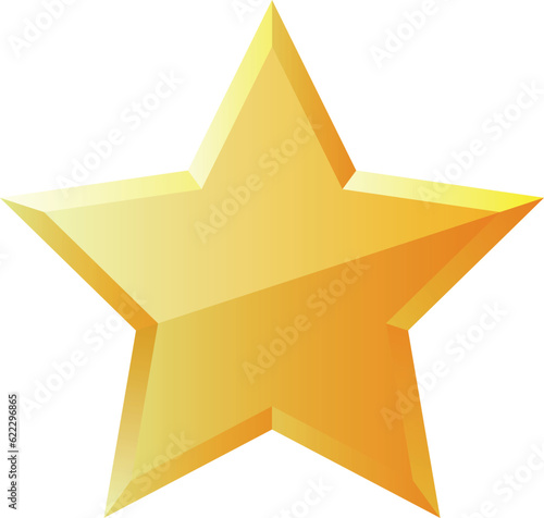 Vector image of gold star like metal with embossing isolated.