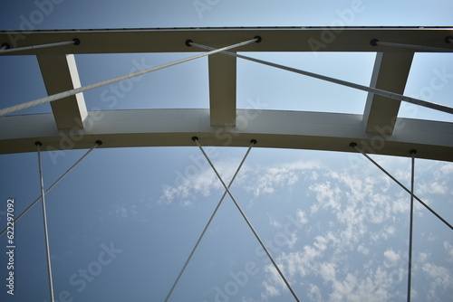 Tied Arch Bridge detail on a blue sky