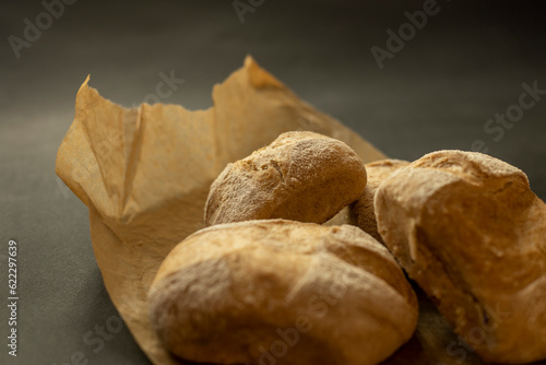 Closeup of home made bread on coking paper
