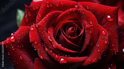 Macro Photo of a Rose color Red. Generative AI.