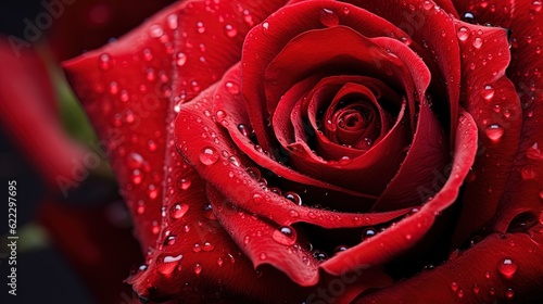 Macro Photo of a Rose color Red. Generative AI.