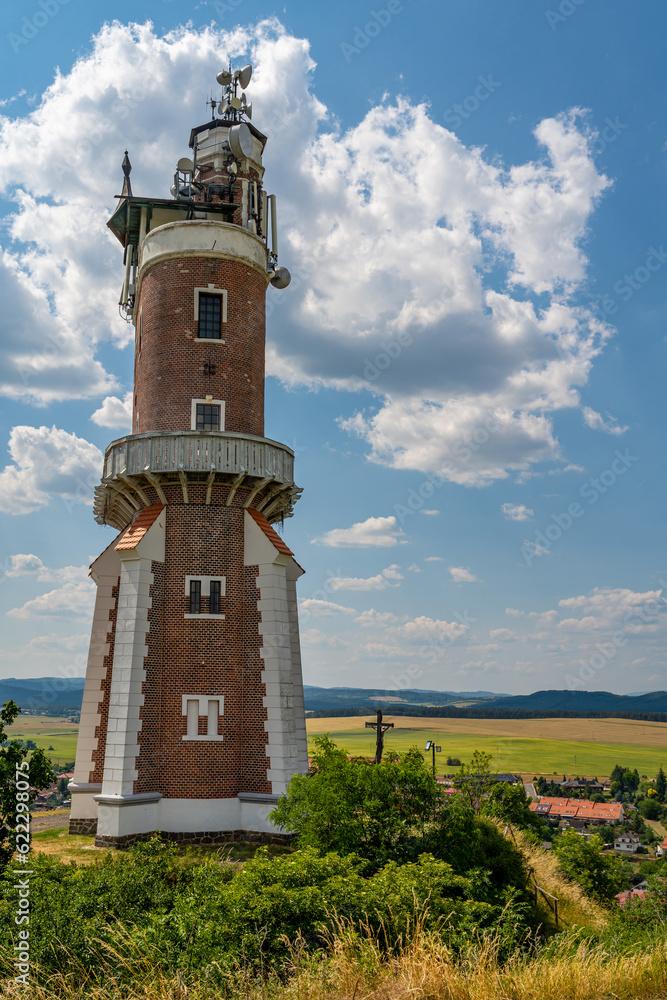 Schiller's Lookout Tower, cultural monument in the town of Kryry, Czech Republic