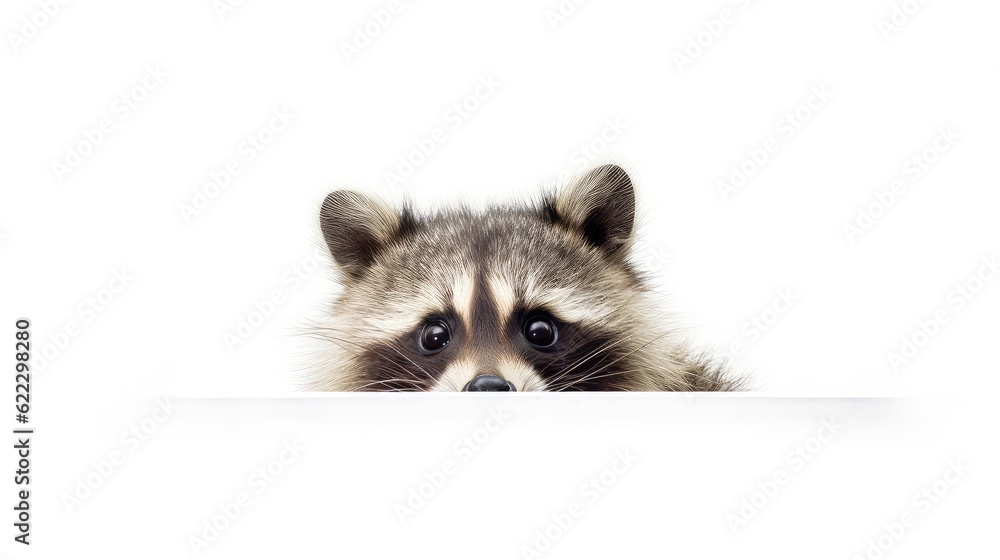 Obraz premium Curious raccoon photo realistic illustration - Generative AI.