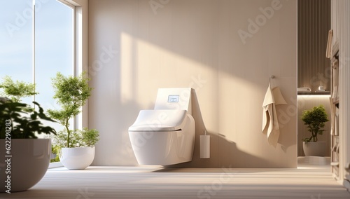 Luxury & Modern Bathroom with some Vegetation inside.