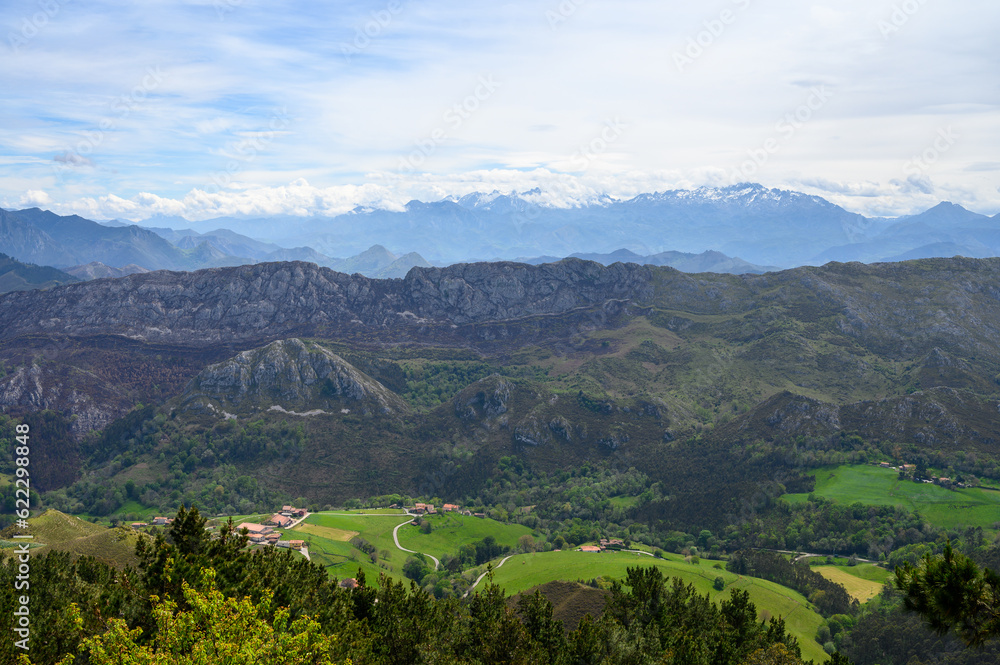 Travelling by car to mountain view points in Asturias, North of Spain, Picos de Europa mountain range