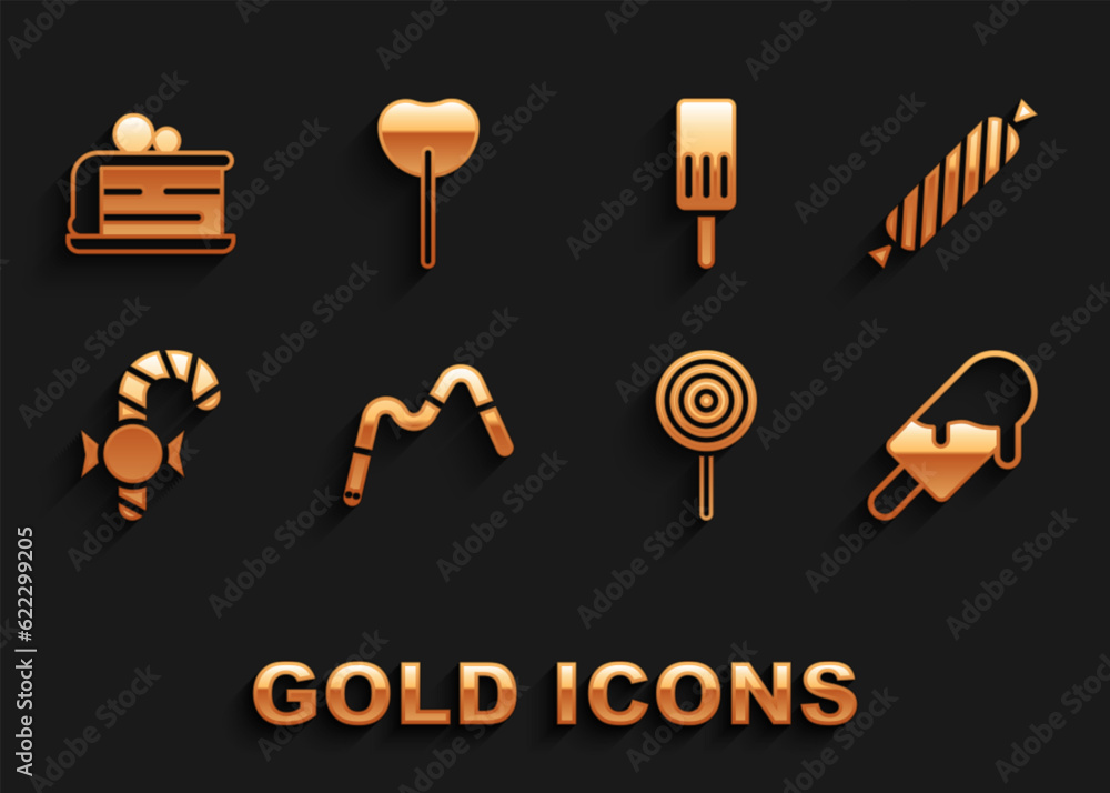 Set Jelly worms candy, Candy, Ice cream, Lollipop, Christmas cane, Piece of cake and icon. Vector Set Jelly worms candy, Candy, Ice cream, Lollipop, Christmas cane, Piece of cake and icon. Vector