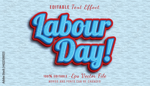 labor day 3d text effect deisgn with red and blue color