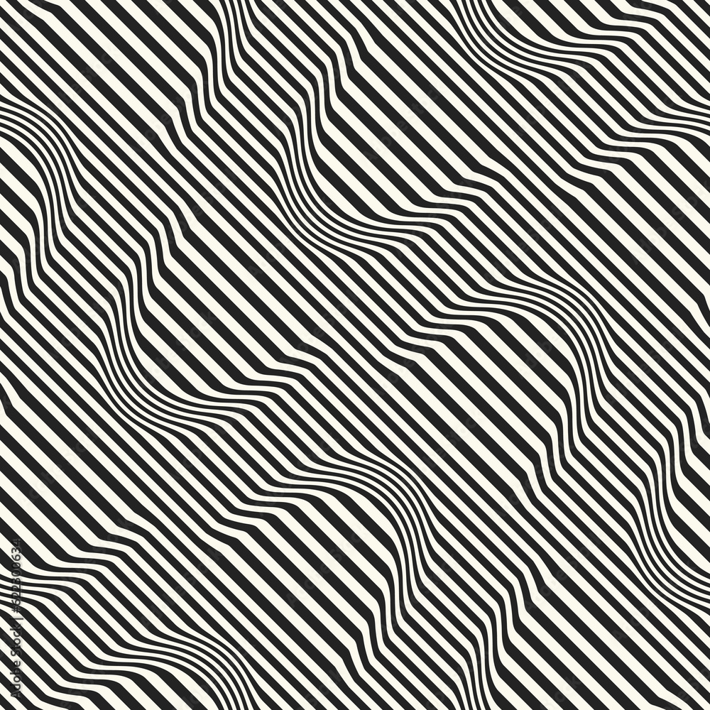 Monochrome Moiré Effect Textured Wavy Pattern