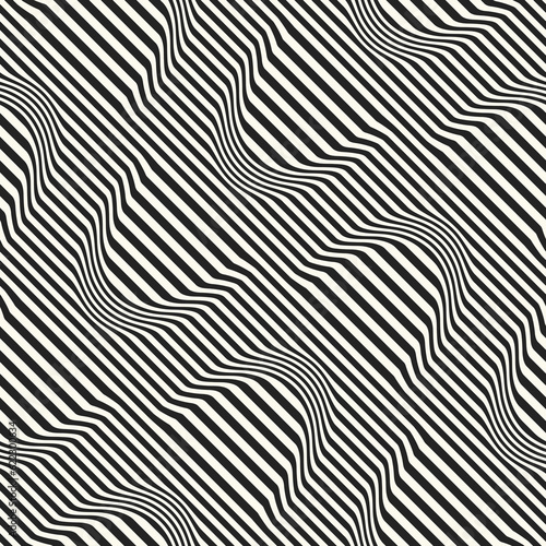 Monochrome Moiré Effect Textured Wavy Pattern