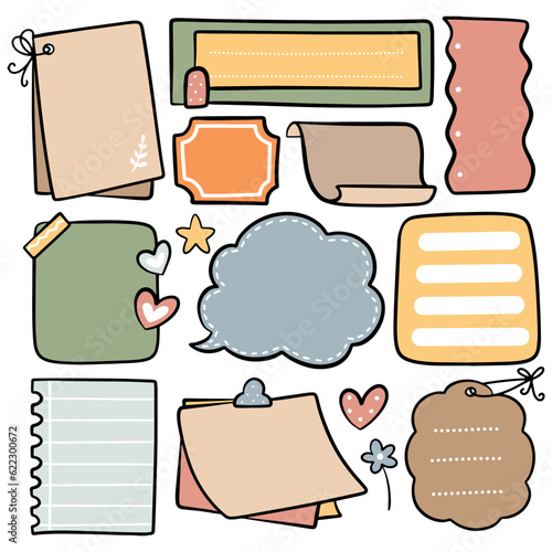 Cute hand drawn sticky notes, planner, journal, notepad, paper background