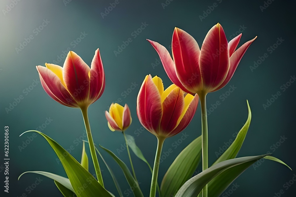 Naklejka premium bouquet of tulips generated by AI tool