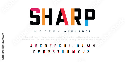 Modern abstract digital alphabet font. Minimal technology typography, Creative urban sport fashion futuristic font and with numbers. vector illustration.