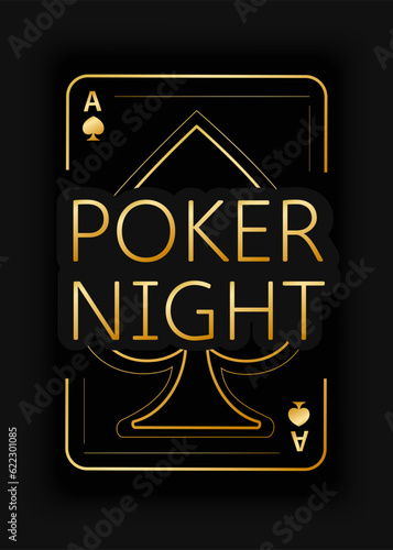 Ace of spades on a black background. Poker night background. Vector illustration.